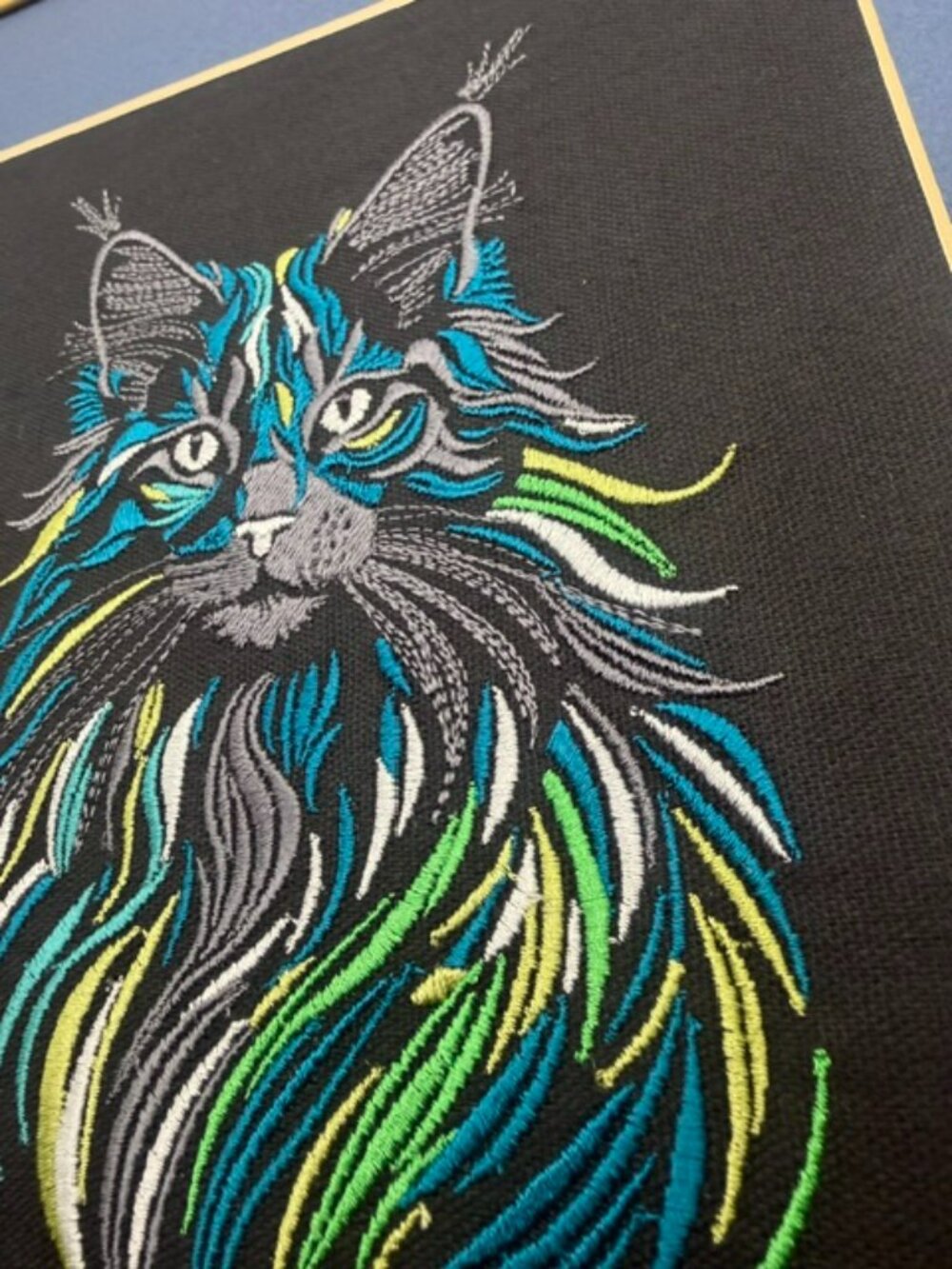 Homemade Multicolored Cat Embroidery Art - Picture 5 of 6